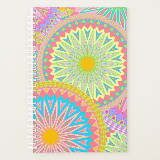 Mandala superposé rose bleu jaune menthe violet (Devant)