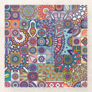 Mandala Tegel Pattern Glazen Onderzetter