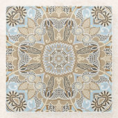 Mandala Tegel Pattern Glazen Onderzetter (Voorkant)