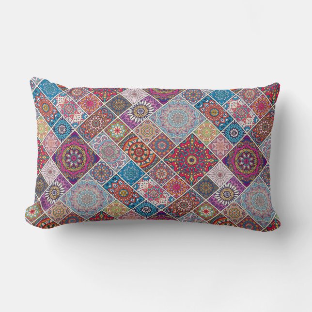 Mandala Tegel Pattern Kussen (Voorkant)