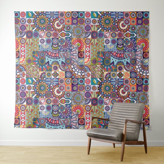 Mandala Tegel Pattern Wandkleed (In Situ (horizontaal))