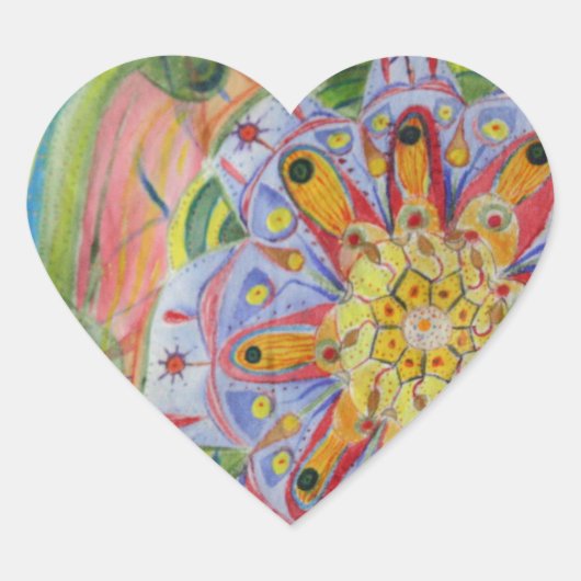 Mandala tekening Hart Stickers, Glanzend Sticker (Voorkant)