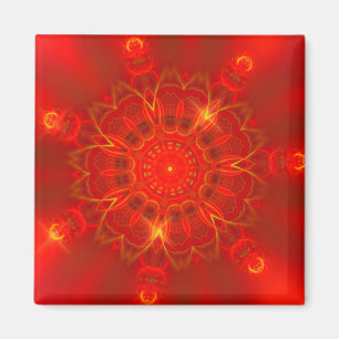 Mandala Thin Lines Warm Colors Red Background Magneet