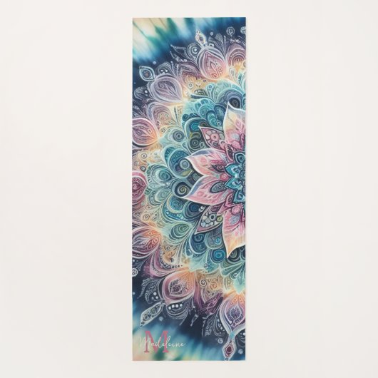 Mandala Tie Kleurstof Roze Boho Waterverf Naam Mon Yogamat (Achterkant)