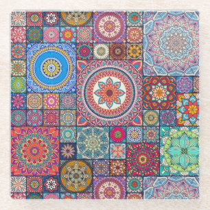 Mandala Tile Pattern Glazen Onderzetter