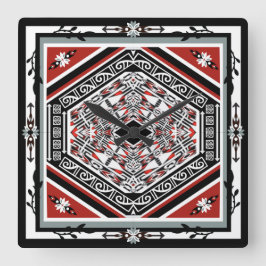 Mandala Tribal Nouveau Vierkante Klok