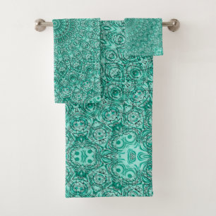 Mandala turquoise à symétrie complexe