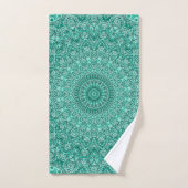 Mandala turquoise avec symétrie complexe (Serviette à main)