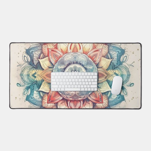 Mandala turquoise rose et orange (Clavier et souris)