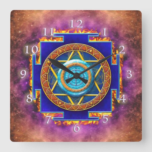 MANDALA TWELVE RELIGIES VIERKANTE KLOK (Voorkant)