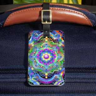 Mandala Universum Psychedelische Kleuren Bagagelabel