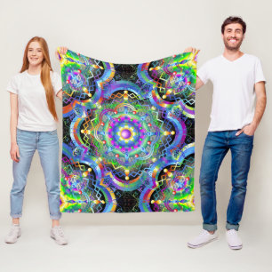 Mandala Universum Psychedelische Kleuren Fleece Deken
