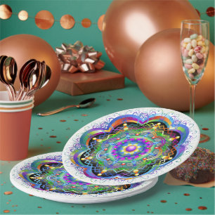 Mandala Universum Psychedelische Kleuren Papieren Bordje
