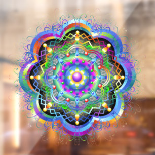 Mandala Universum Psychedelische Kleuren Raamsticker