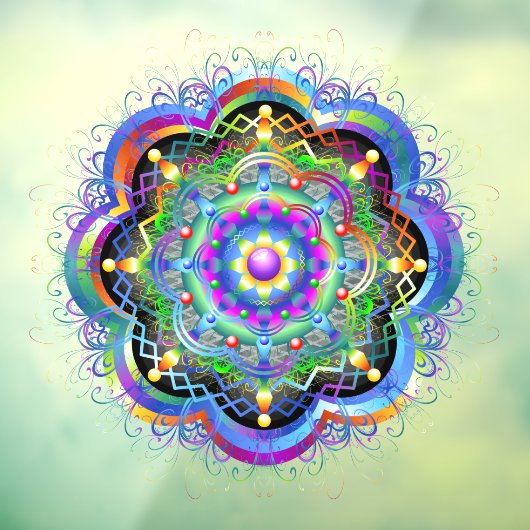 Mandala Universum Psychedelische Kleuren Raamsticker (Vel 3)