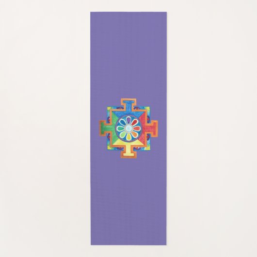 Mandala van Creatie Waterverf Paarse Yogamat (Voorkant)