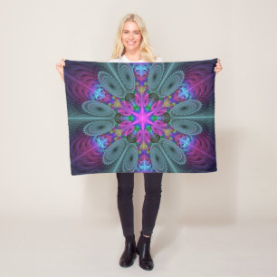 Mandala van middelkleurrijke fractale kunst met ro fleece deken