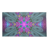 Mandala van middelkleurrijke fractale kunst met ro kussensloop (Achterkant)