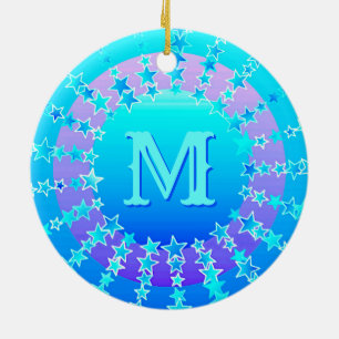 Mandala van sterren - Turquoise Satijn Gradiënt Keramisch Ornament