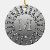 Mandala van Sterren, Zilveren Grijs Satijn Gradiën Keramisch Ornament (Voorkant)