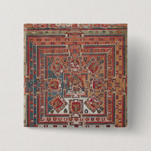 Mandala van Vaishravana Vierkante Button 5,1 Cm