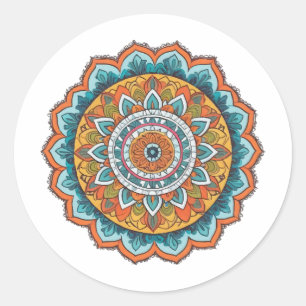 Mandala van verschillende kleuren ronde sticker
