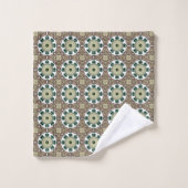 Mandala vert, blanc et marron (Gant de toilette)