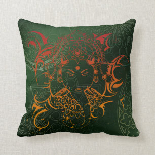 mandala vert de Ganesha d'éléphant de coussin gr