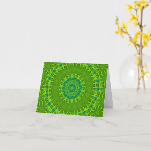 Mandala vert de safari, carte de note (Fleur jaune)