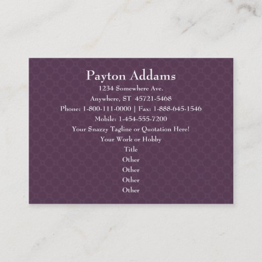 Mandala violet de pétales - carte de visite (Devant)