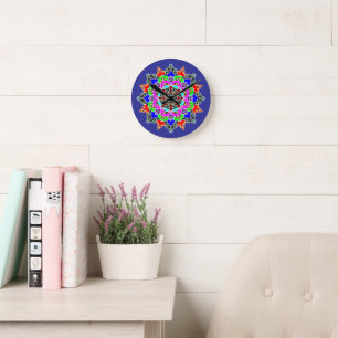 Mandala wandklok, 8" ronde acryl klok