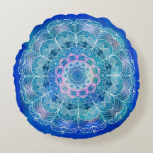 Mandala Wit Omtrek blauwe Waterverf -