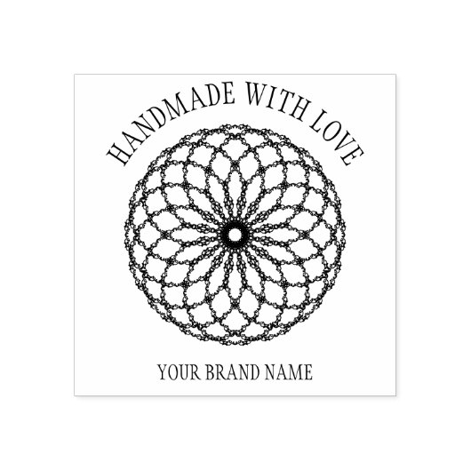 Mandala with Handmade with Love quote Rubberstempel (Afrduk)