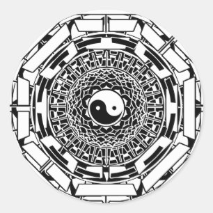 Mandala Yin Yang (wit) Sticker