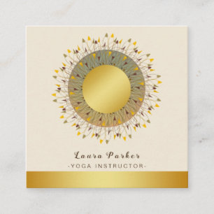 Mandala Yoga Instructor Classic Lotus Floral Gold Vierkante Visitekaartje