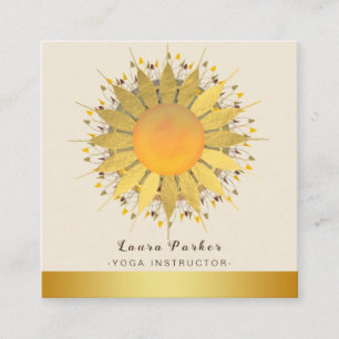 Mandala Yoga Instructor Classic Lotus Floral Gold Vierkante Visitekaartje