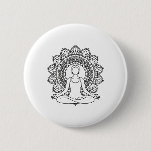 Mandala Yoga Meditatiehouding Mindfulness Design Ronde Button 5,7 Cm