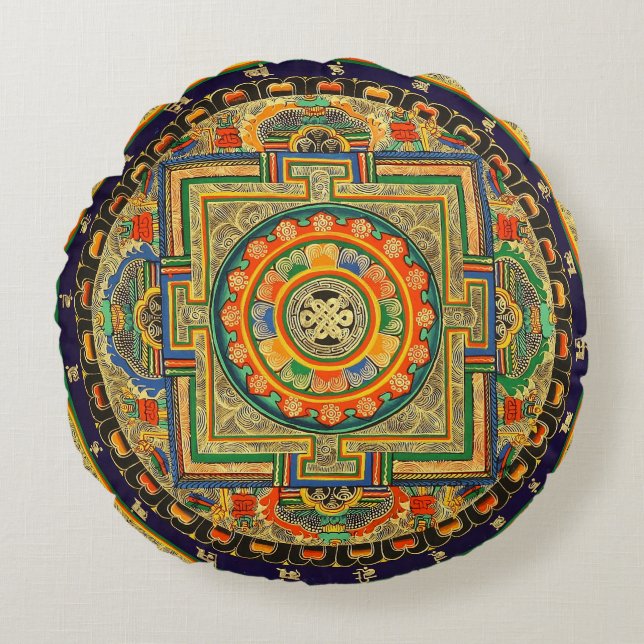 Mandala Yoga Round Pillow Rond Kussen (Voorkant)