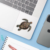 Mandala zee schildpad ontwerp sticker (Laptop met iPhone)