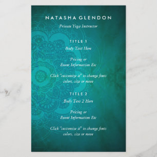 Mandala Zen Blauwgroen Turquoise Blue Yoga Flyer