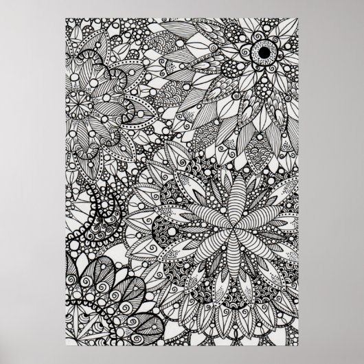 Mandala Zen Motif Lineart Poster Imprimer (Devant)
