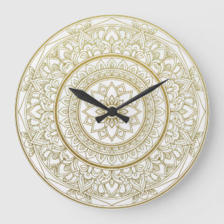Mandala Zen Wall Clock – Goud & Wit Spiritueel De Grote Klok