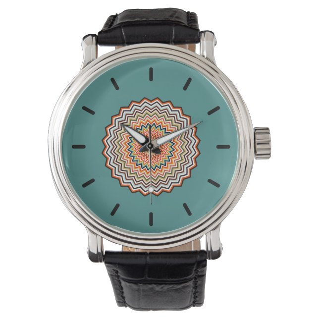 Mandala Zigzag Pattern Horloge (Voorkant)