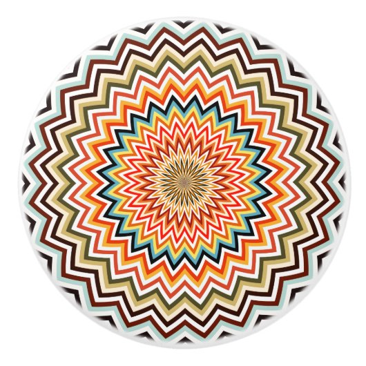 Mandala Zigzag Pattern Keramische Knop (Voorkant)