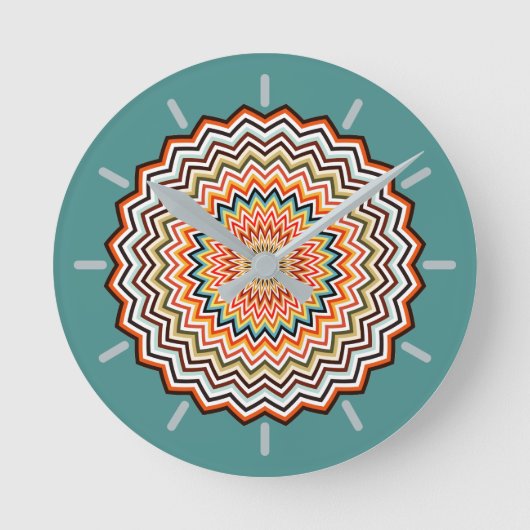 Mandala Zigzag Pattern Ronde Klok (Voorkant)