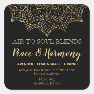 Mandala Zwart en Goud Blend Labels