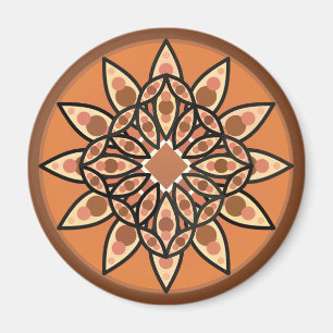 Mandalapatroon in chocolade, terracotta en roest magneet