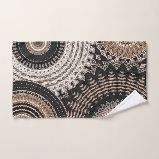Mandalas d'or noir (Serviette à main)