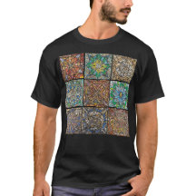 Mandalas en verre tendu, T-shirt noir masculin