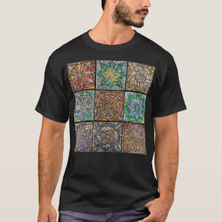 Mandalas en verre tendu, T-shirt noir masculin